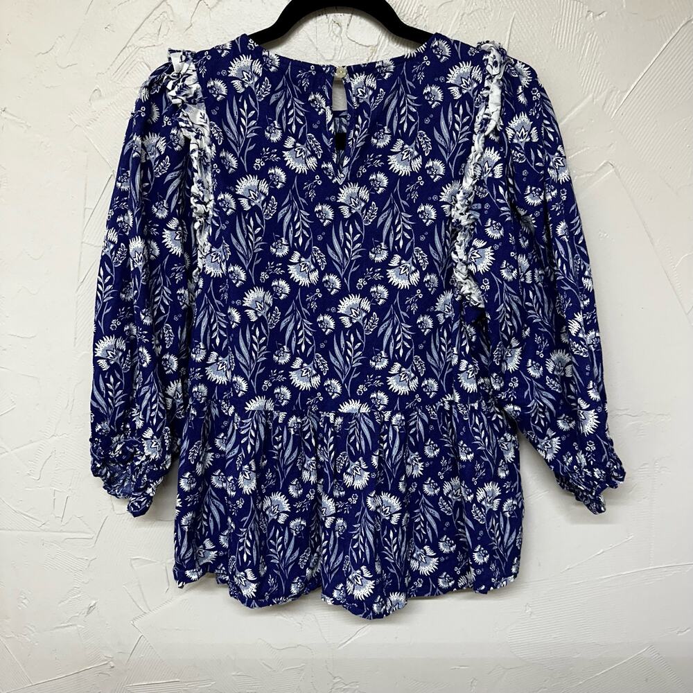 Universal Thread Floral Boho Blue Printed Shirt Size Small - Picture 5 of 5